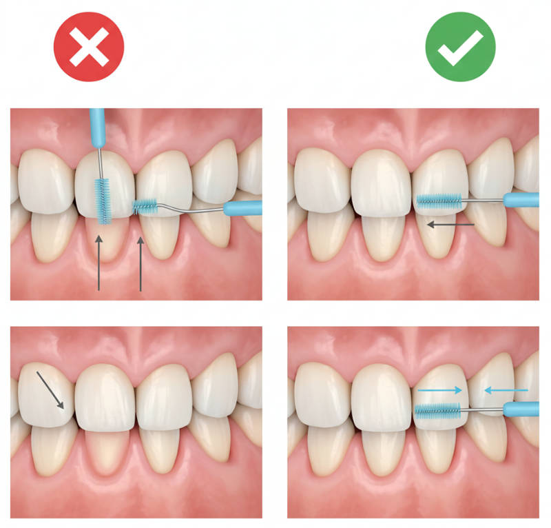 Uso correcto e incorrecto cepillo interdental | Clínica Dental Artdenta Valencia