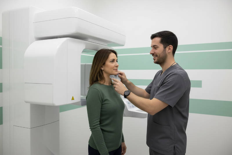 Equipo de la Clínica Dental ARTDENTA revisando en pantalla la planificación digital 3D de implantes dentales con modelos óseos y mediciones